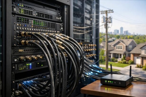 Kábelmodem termináló rendszer, amely gyors internetkapcsolatot biztosít.