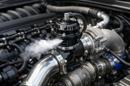 Lefújószelep turbómotor belsejében, vízpermettel működés közben