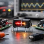 Optocsatoló belső LED-je és fototranzisztorja közötti galvanikus leválasztást ábrázoló ábra