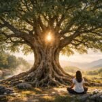Az életfa kozmikus és belső fejlődést jelképező ábrája meditációval és spirituális útmutatást