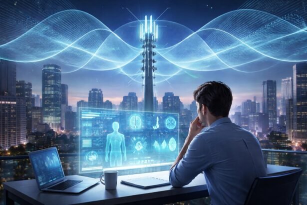 Ábra a 5G-hálózatok és emberi test közötti összefüggéseket szemléltetve, bizonyítékokra utalva