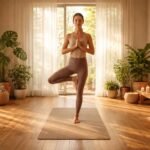 Jógázó személy meditatív légzéssel, összhangban a testtel és lélekkel, belső harmóniával