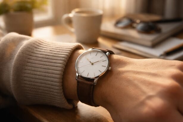 Divatos napi viselethez összehasonlított karórák, felhasználó a csuklójára próbálja, tudatos választást