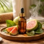 Guajáva illóolajjal átitatott élénk trópusi hangulatú spa enteriőr nappali fényben