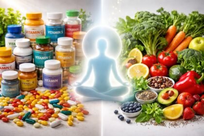 Ábra a vitaminok túladagolásának kockázatáról, különösen többféle étrend-kiegészítő egyidejű használatánál.