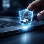 Ismeretlen pendrive ellenőrzési lépések grafika a biztonságos csatlakoztatáshoz és megelőzéshez